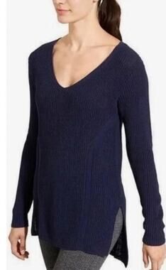 Athleta navy highline v-neck fishermans sweater XS